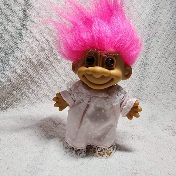 Troll Doll in her ADORABLE Pink Pajamas with/Pink Hair - Picture 1 of 3